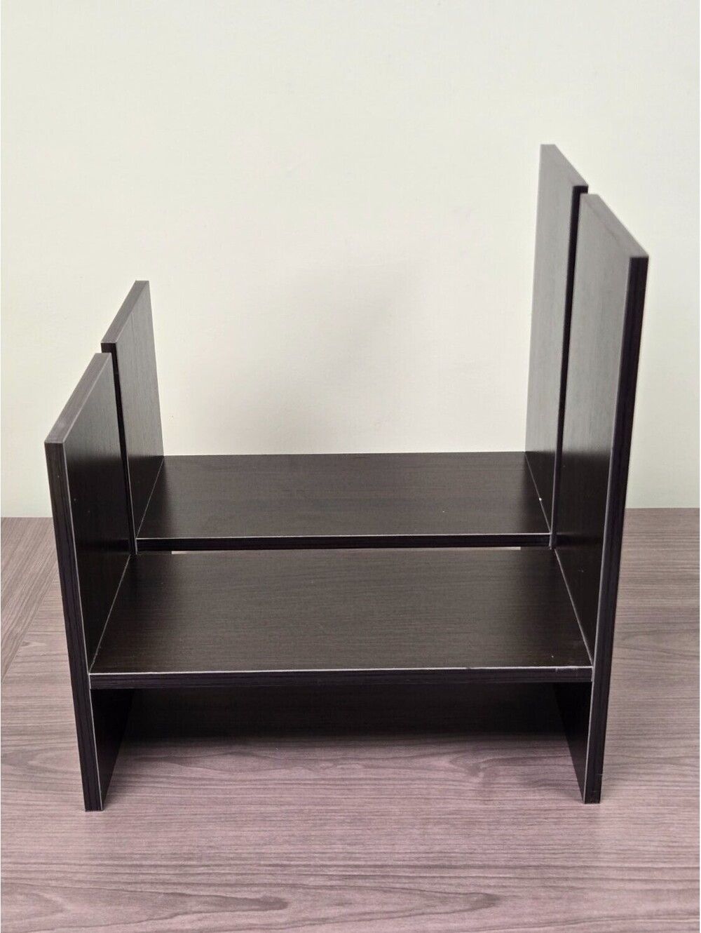 Black Wood 2-Tier Desktop Shelf Organizer Bookshelf Storage Rack Office